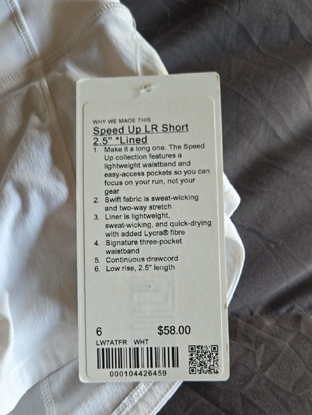 NWT lululemon Speed Up LR Sz 6 Lined White Shorts 2.5 - Picture 3 of 4